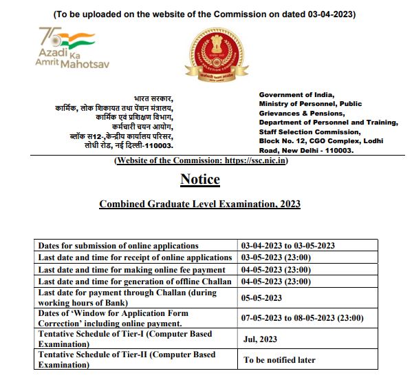 SSC ஒருங்கிணைந்த பட்டதாரி நிலை தேர்வு 2023 அறிவிப்பு வெளியானது - 7500 POST / SSC CGL RECRUITEMENT NOTIFICATION 2023