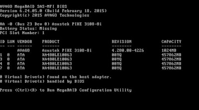 Menu login hardware RAID controller