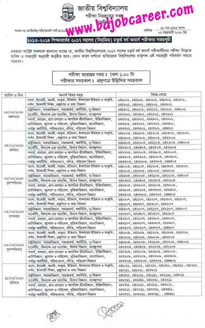 National University Honours 4th Year Routine Download