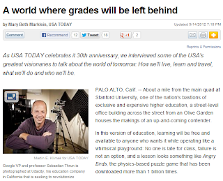 Screenshot of the article "A World Where Grades Will be Left Behind"