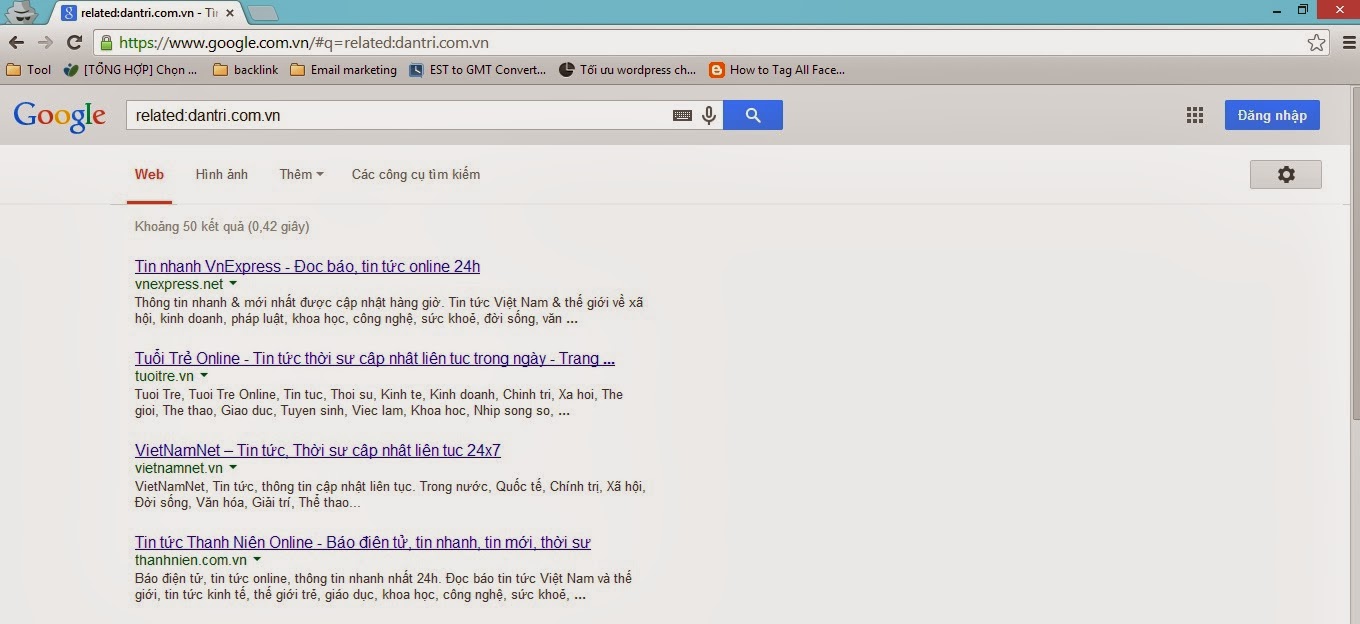 thủ thuật tìm kiếm website liên quan trên Google