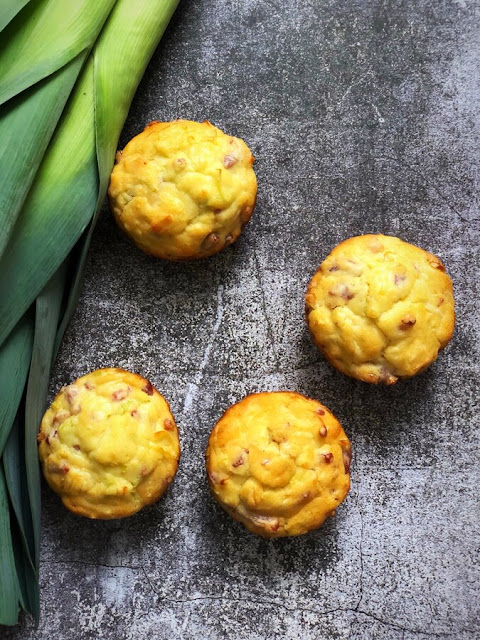 Muffins poireaux lardons