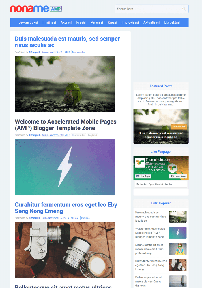 Noname Best Free AMP Blogger Templates