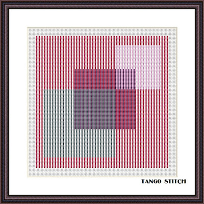 Geometric striped cross stitch squares abstract design - Tango Stitch