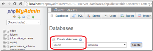create database idioms
