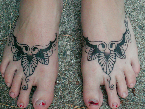 cherry blossom foot tattoos