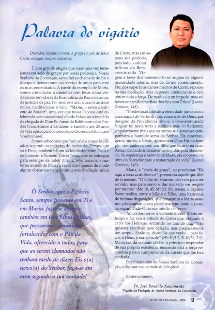 PROGRAMA DA FESTA DE NOSSA SENHORA DA CONCEIÇÃO – 2006 – Santarém – Pará - Brasil