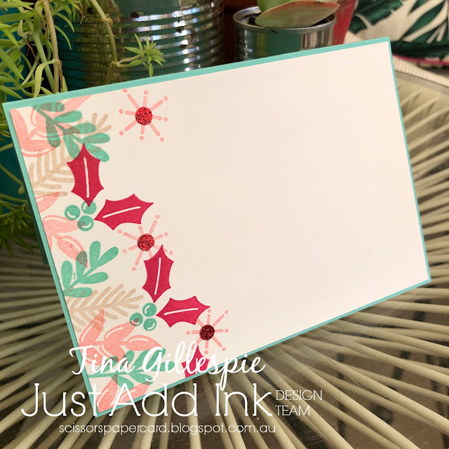 scissorspapercard, Stampin' Up!, Just Add Ink, Peace & Joy Bundle, Red Glimmer Paper