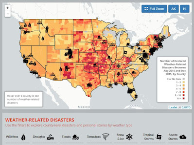 Map showing extreme weather events in US 2010-2015