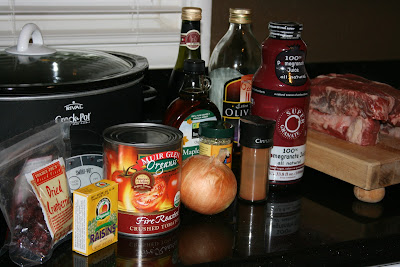 These are the ingredients you need for Pomegranate Beef in the CrockPot SlowCooker. pretty much the best slow cooker roast you'll ever have.