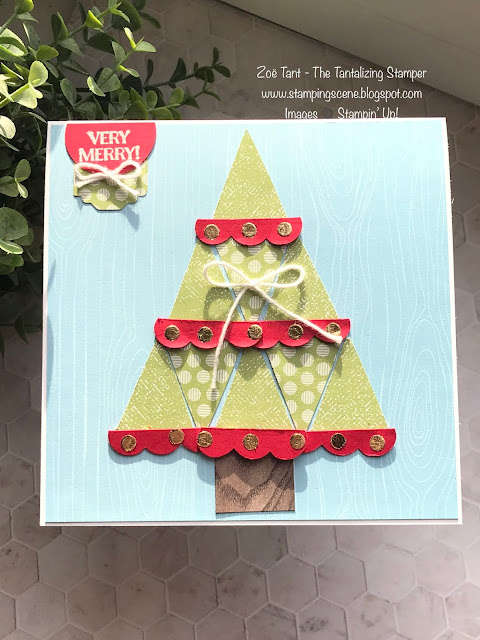 christmas tree card made with ice cream paper punch