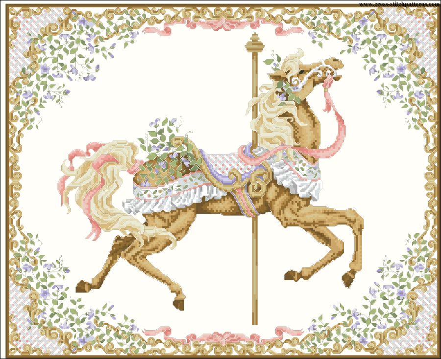Carousel Horse For All Seasons Spring - Counted cross ...