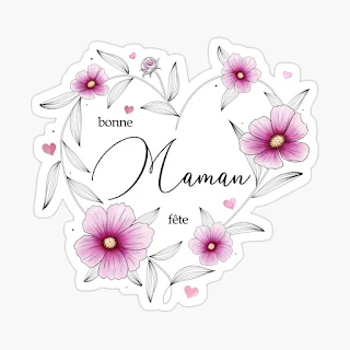 Bonne fête Maman, Happy Mother's day - Coeur de fleurs de cosmos, carte pour la Fête des mères - Audrey Janvier 2024