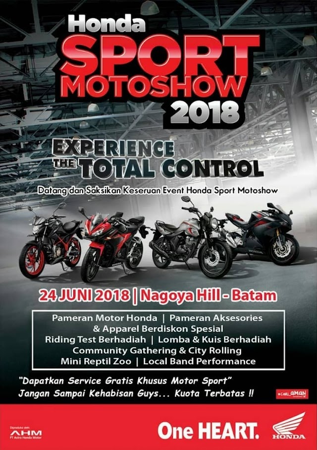 Honda Sport Motorshow Digelar Lagi di Batam, Ayo Ke Nagoya Hill Minggu Besok!