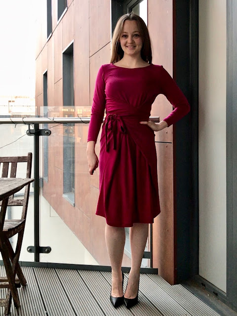 Diary of a Chain Stitcher: Named Kielo Wrap Dress in Fuchsia Merino Jersey from The Fabric Store