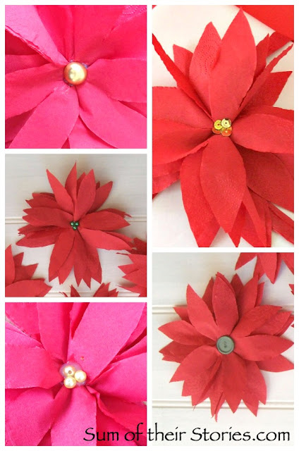 poinsettias made from paper serviettes