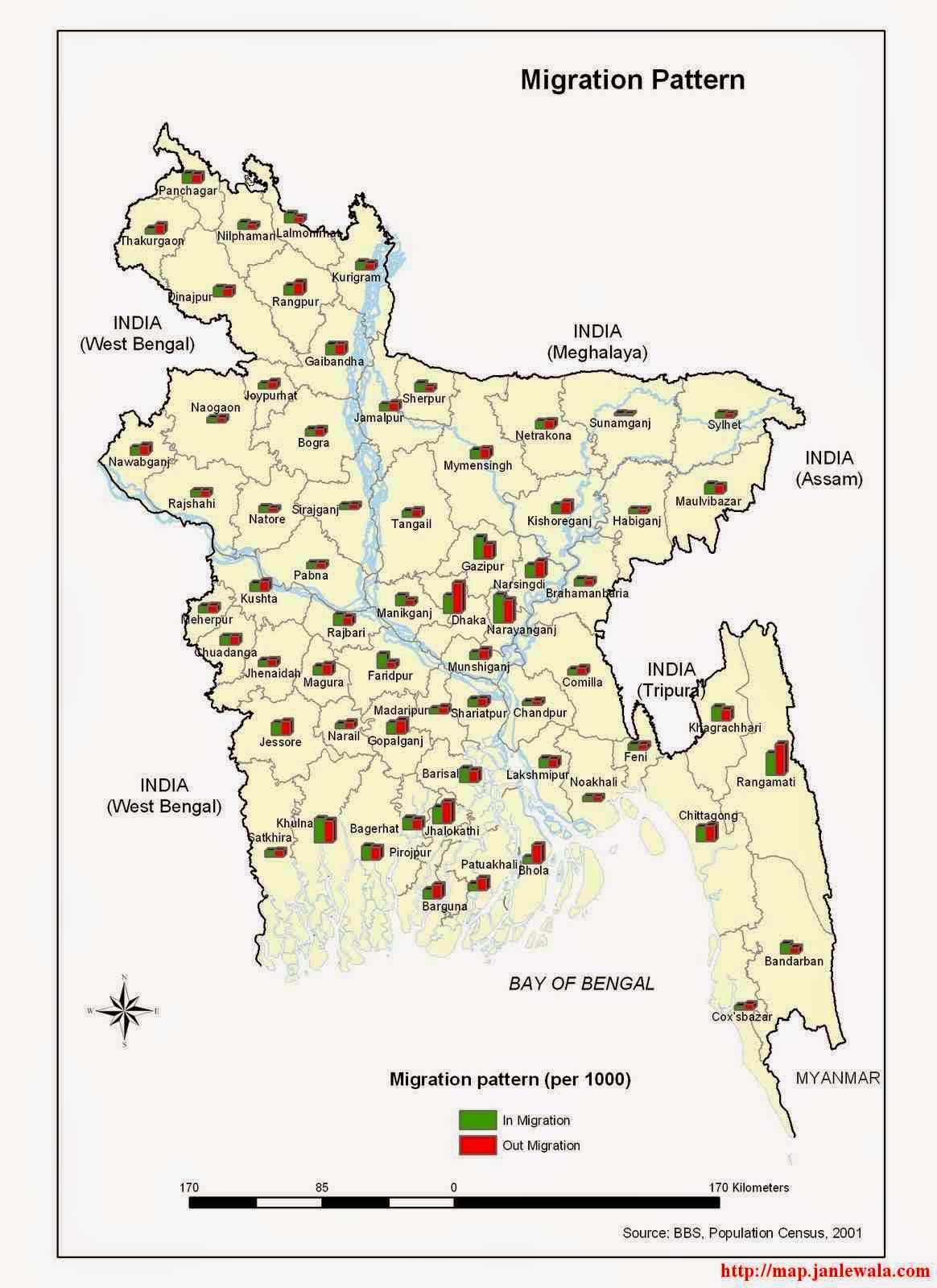 migration rate map of bangladesh