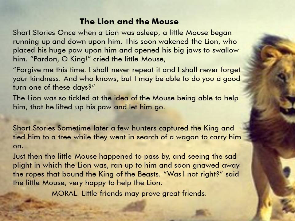 Cerita Dongeng The Lion and the Mouse dan Terjemahan 