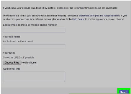 Facebook Disabled Account Id Request