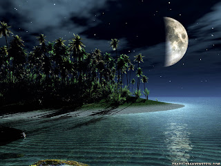 Island And Moon 3d Landscape Wallpapers