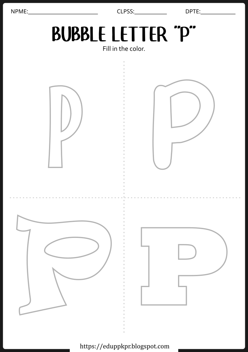 Bubble Letter P Worksheet