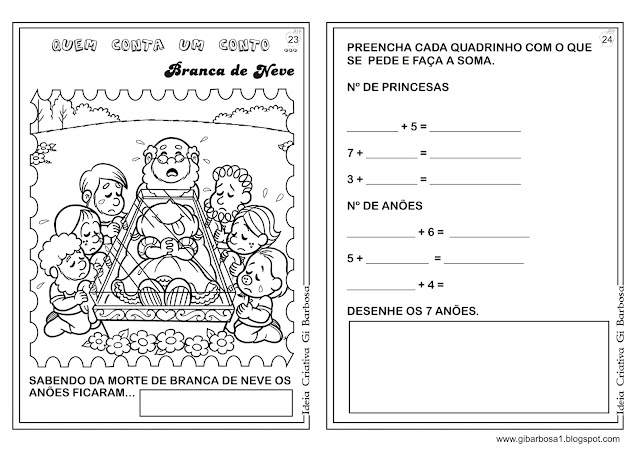 Caderno de Atividades Branca de Neve  Projeto Contos de Fada