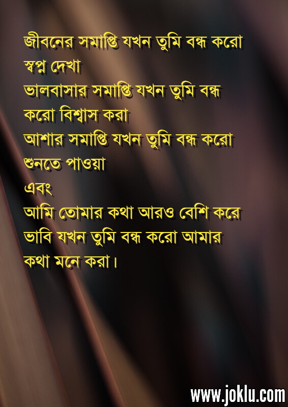 Life ends when you stop dreaming love message in Bengali