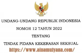 Undang-Undang (UU) Nomor 12 Tahun 2022 Tentang Tindak Pidana Kekerasan Seksual