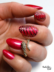 Nail art - Peau de reptile serpent 3D gel et foil par Nails Arc en Ciel