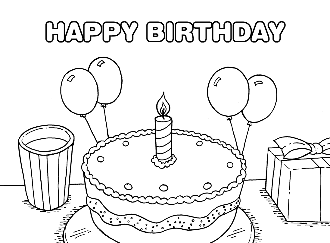 Happy Birthday Cake For Kid Coloring Drawing Free wallpaper