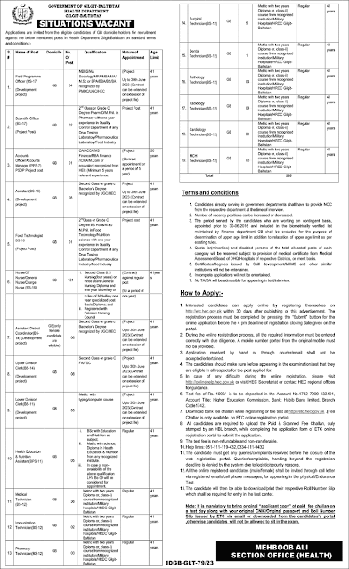 Health Department Gilgit Baltistan Jobs 2023
