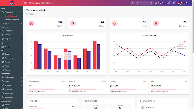 HR System Management Admin Dashboard