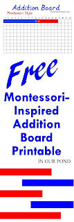 FREE Montessori-Inspired Addition Board Printable from In Our Pond