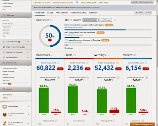 Recoge la visión general de Semrush Auditoría con los errores detectados