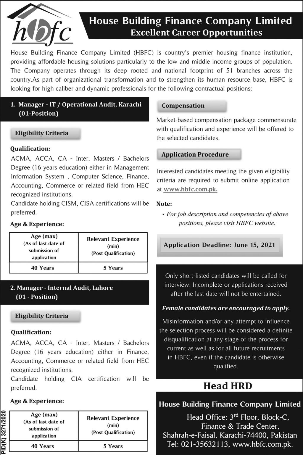 House Building Finance Company Limited HBFC Jobs 2021