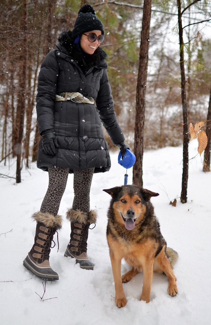 Outfit with a puffer coat