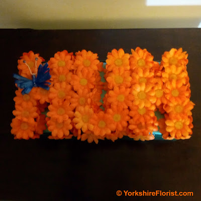  Silk orange chrysanths Mums in MUM lettering