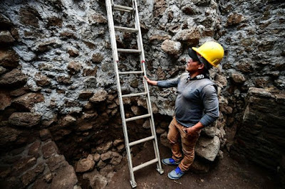 7.1 magnitude earthquake in September last year in Southern Mexico exposes an undiscovered 900-year-old temple at the base of an ancient pyramid in Teopanzolco - an Aztec archaeological site in Cuernavaca, southern Mexico.