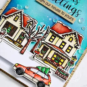 Sunny Studio Stamps: Christmas Home Winter Snowy Streets Scene Interactive Card by Lexa Levana