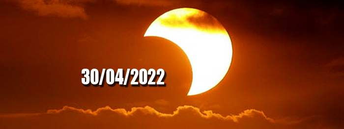 No dia 30 de abril de 2022 acontece um Eclipse Solar Parcial - o primeiro Eclipse Solar de 2022