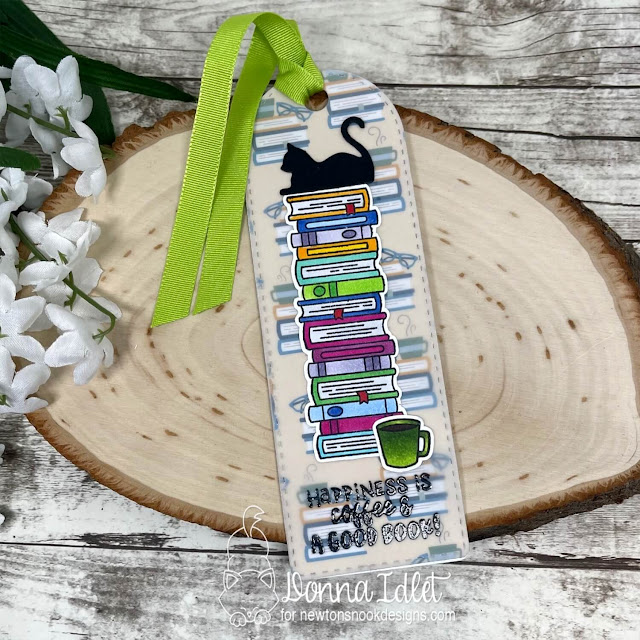 Bookmark by Donna Idlet | Bookmark II Die Set, Never Enough Books Stamp Set, Cat Silhouettes Die Set and Coffee House Stories Paper Pad by Newton's Nook Designs #newtonsnook