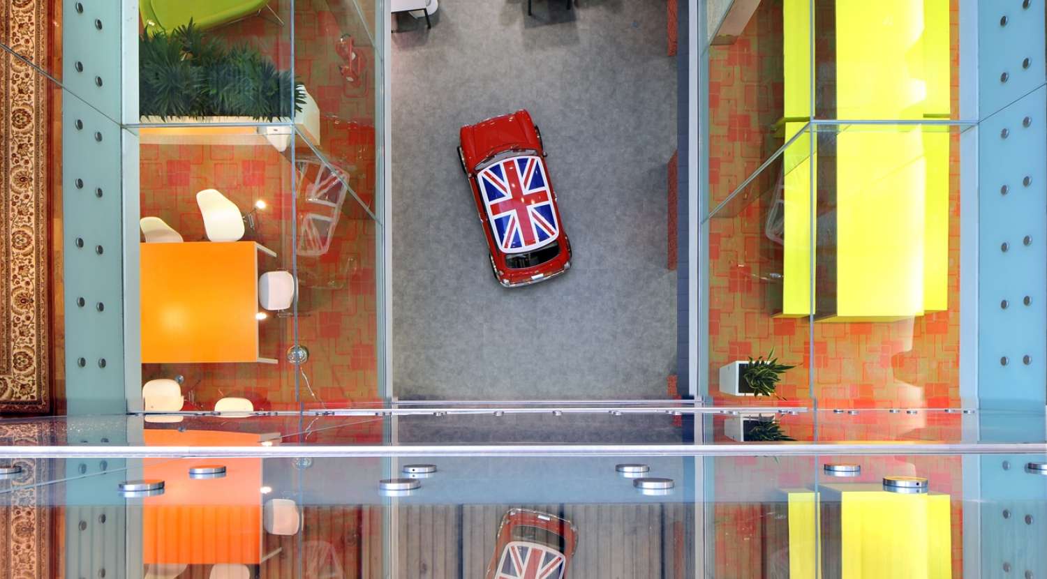 Rackspace, London | Morgan Lovell Office Design | Ground Floor Garage Mini Cooper