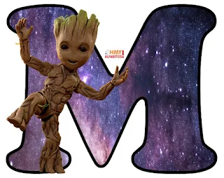 Baby Groot Dancing Free Printable Letters and Numbers. Letras y Números con Baby Groot Bailando para Descargar Gratis.