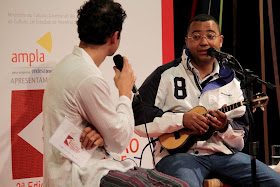  Dudu Nobre, simpático e brincalhão, no bate-papo com o ator Patrick Dadalto