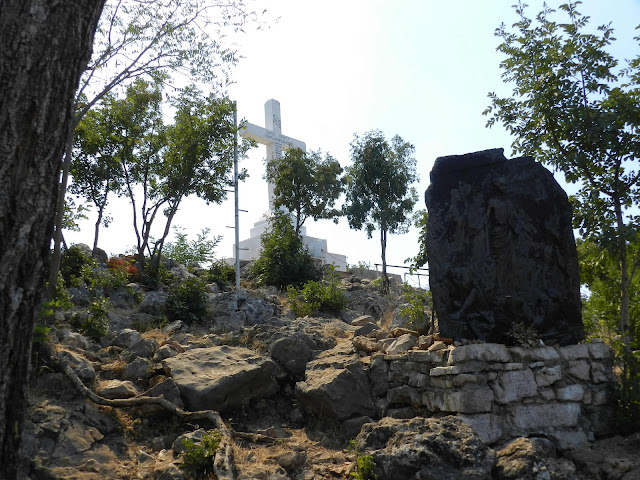 A photo of the white Cross at Cross Mountain, Medjugorje