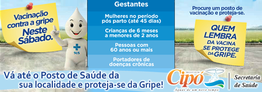 VACINAÇÃO CONTRA A GRIPE NESTE SÁBADO