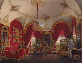 Interiors of the Winter Palace. The Fourth Reserved Apartment. The Corner Room by Edward Petrovich Hau - Interiors Drawings from Hermitage Museum