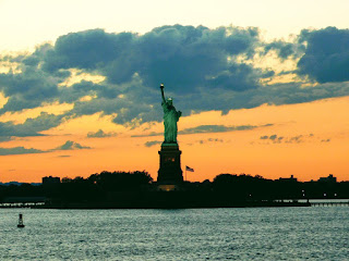 Statue of Liberty with beautiful sunset