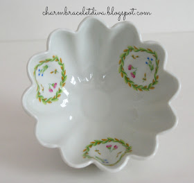 Porcelaine Limoges Castel France fluted floral patterned bowl 