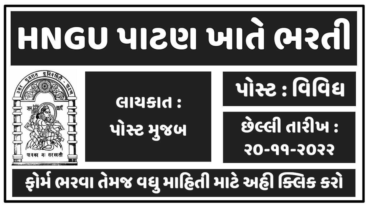 Hemchandracharya North Gujarat University, Patan HNGU Recruitment 2022 for Various Posts